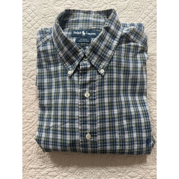 Vintage Ralph Lauren Blake Plaid Button Down Shirt, Men's Size L - Picture 1 of 4